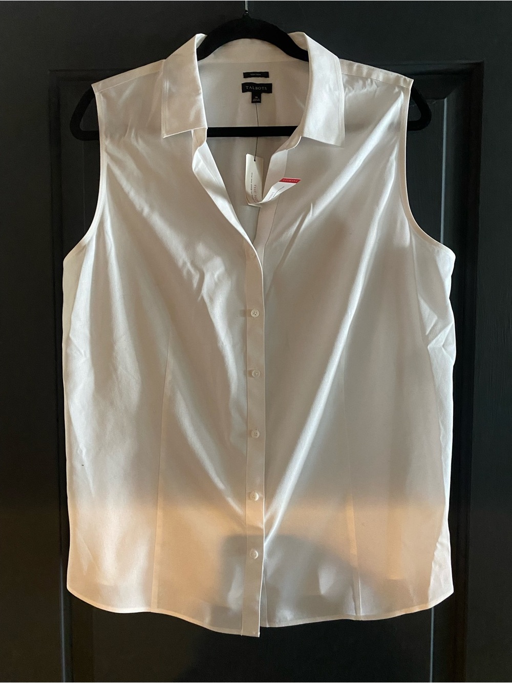 Talbots White Sleeveless Button-Up Collared Blouse